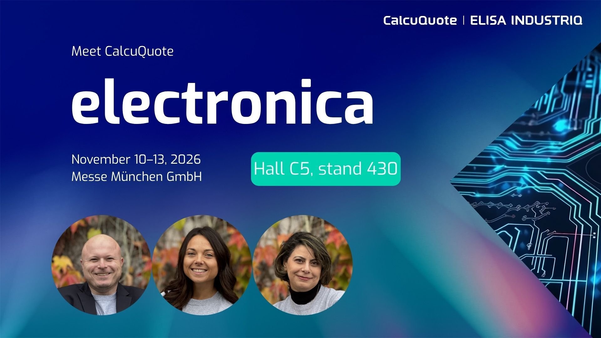 CalcuQuote_electronica banner 2026_Hall C stand 430