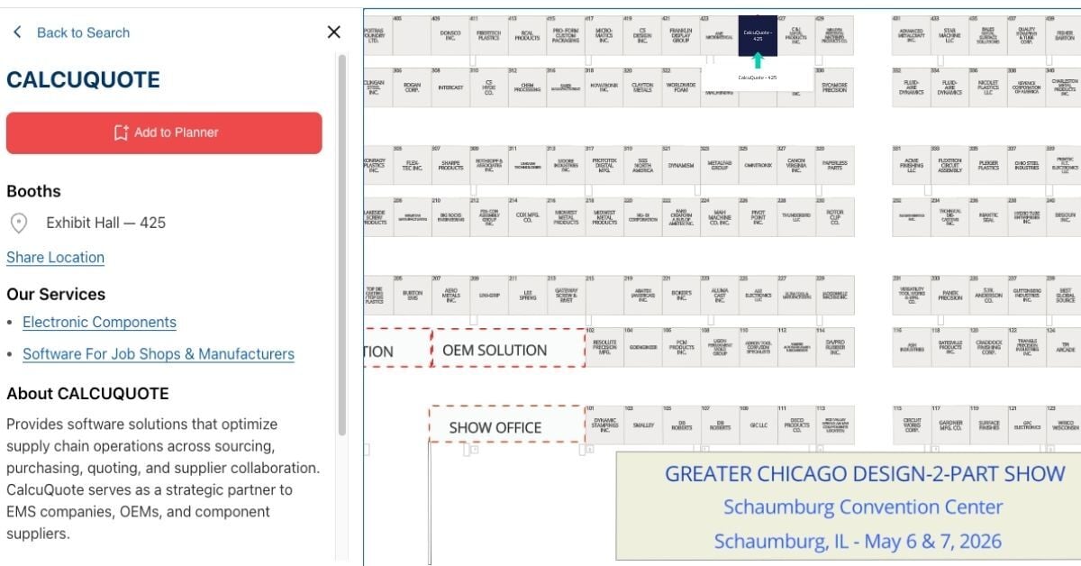 CalcuQuote_D2P Chicago_Floor map_booth 425