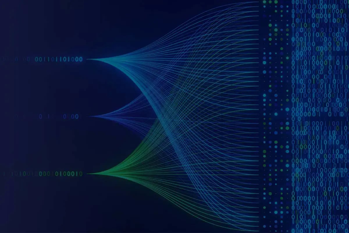 Abstract dark image visualizing DataOps in Telecommunications