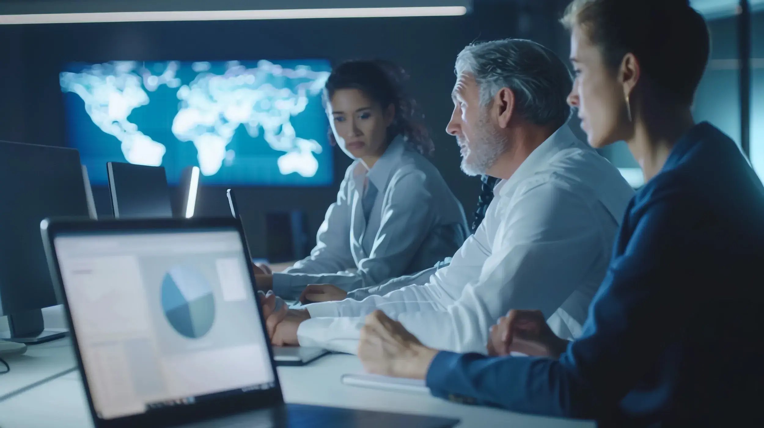 people-working-computer-with-diagram-earth-screen