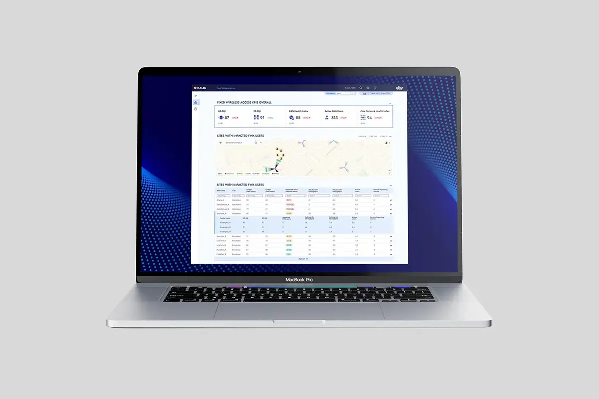 KALIX 5G Fixed Wireless Access Portal interface in laptop screen
